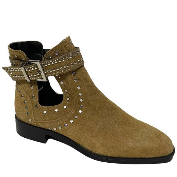 NWOT ZARA WOMAN Suede Studded Cutout Booties 38 - Picture 1 of 10
